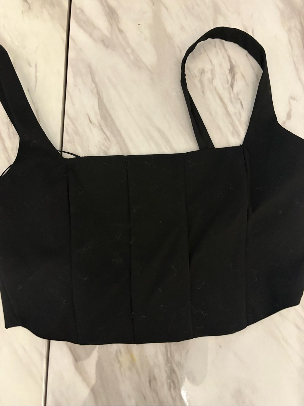 Zara Black Cropped Square-Neck Tank Top
